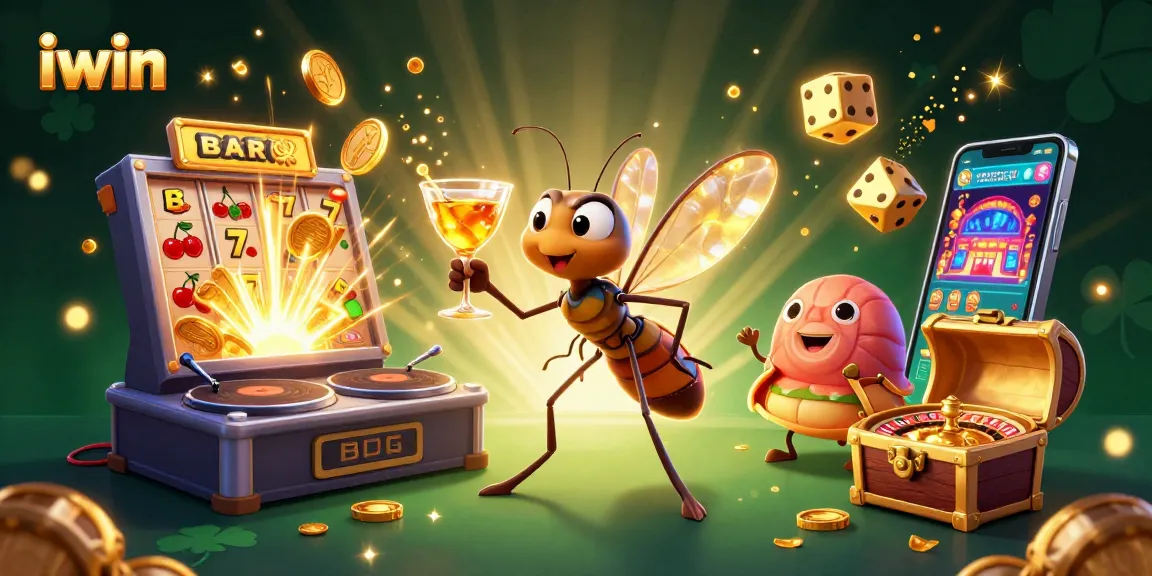 iwin casino mascot showcases exciting gaming with golden roulette and exploding slot machines