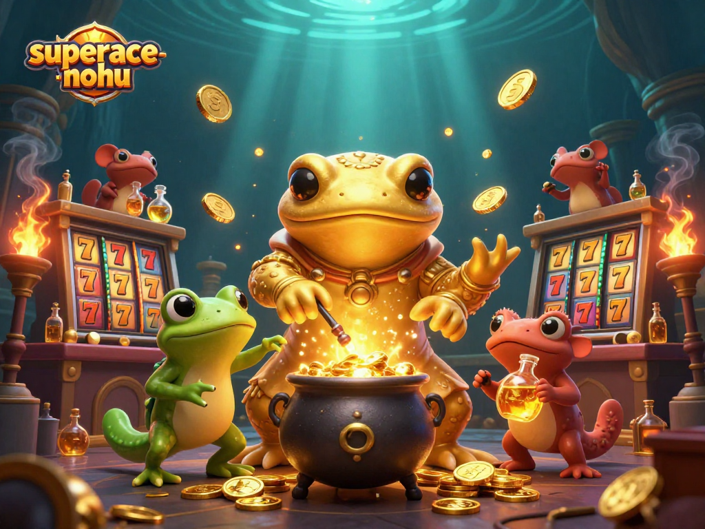 Experience thrilling gameplay with superace-nohu, showcasing captivating slot elements and dynamic characters.