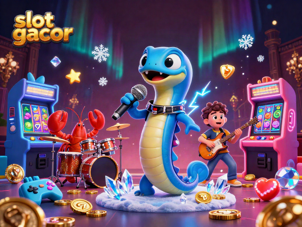 Engage with slot gacor in a vibrant underwater casino scene featuring playful 3D characters.