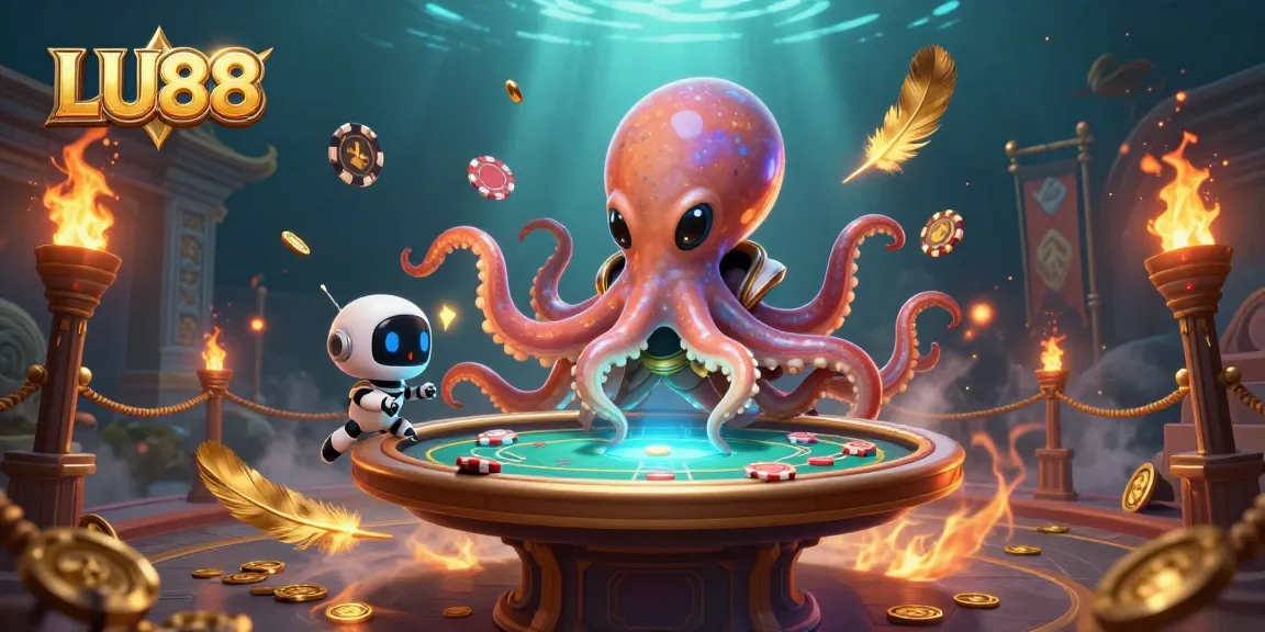 Experience thrilling gameplay at LU88 with a floating poker table, vibrant alien scenery, and dynamic casino elements.