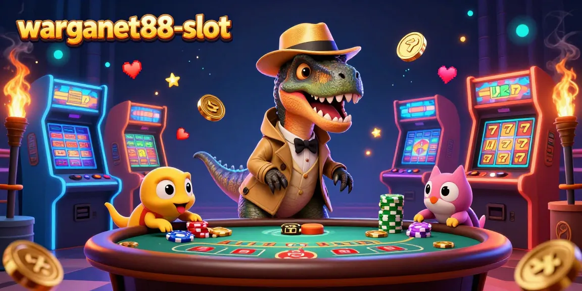 Experience vibrant gaming action at warganet88-slot with playful characters at the blackjack table.
