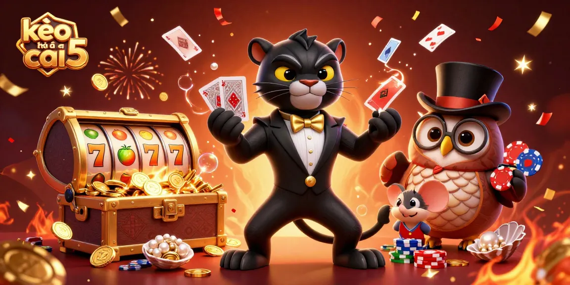 Engage with the dynamic kèo nhà cái 5 scene featuring stylish characters and vibrant casino elements.