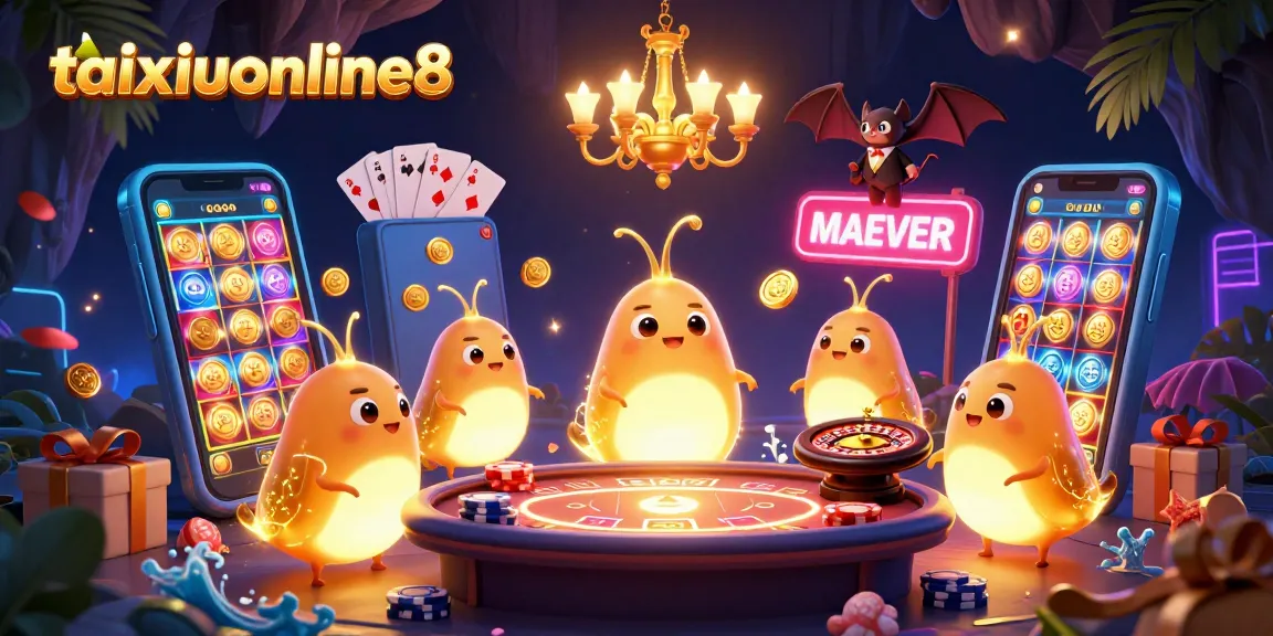 Experience vibrant gameplay at taixiuonline8 with glowworms illuminating an exciting cave casino scene.