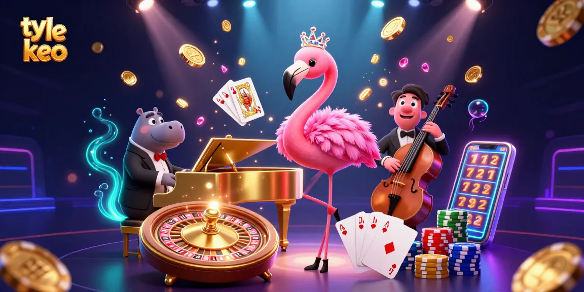 Engage with ty le keo in a vibrant 3D casino scene featuring lively characters and dynamic gambling elements.