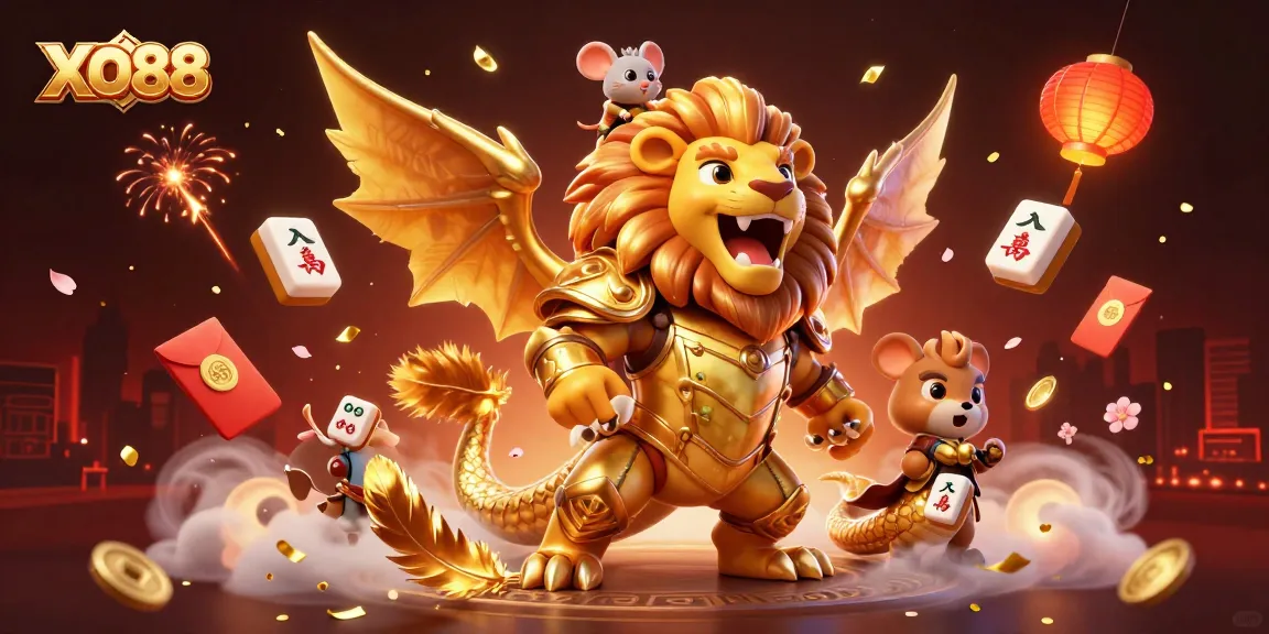Experience winning excitement with XO88 through a vibrant, dynamic 3D casino scene illustration.