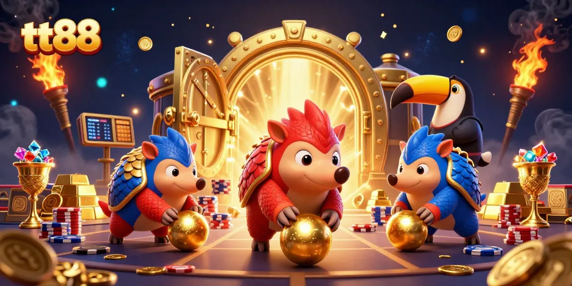 Experience thrilling gameplay at tt88 with rival pangolins in an action-packed casino scene.