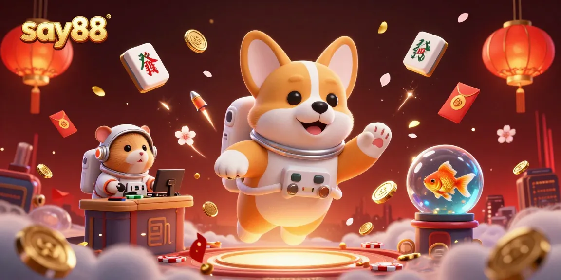 Join the excitement at say88 with a dynamic scene featuring a corgi astronaut and casino thrills.
