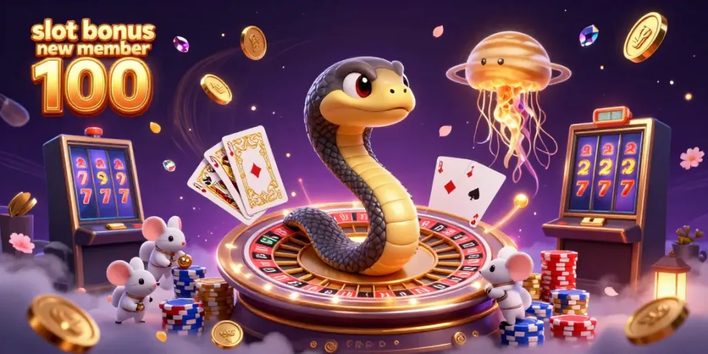 Engage with the vibrant slot bonus new member 100 scene featuring colorful 3D characters and dynamic gaming elements.