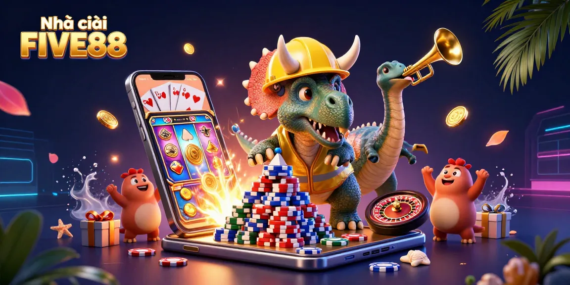Experience excitement at Nhà cái FIVE88 with vibrant casino activities, celebrating wins and fun gaming.