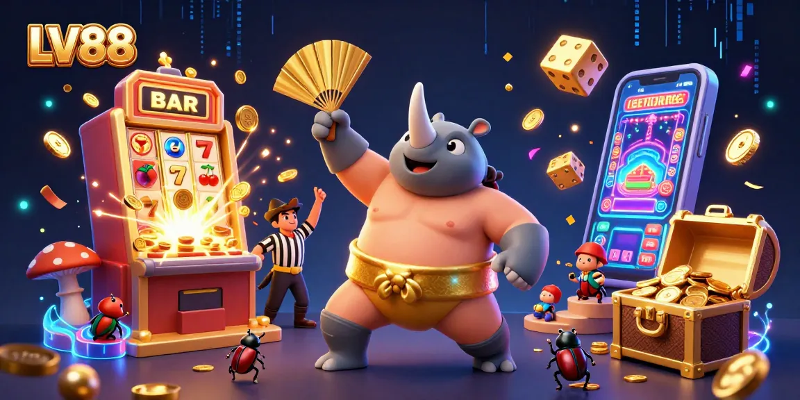 Experience LV88's thrilling jackpots and gameplay in a vibrant, animated casino scene.