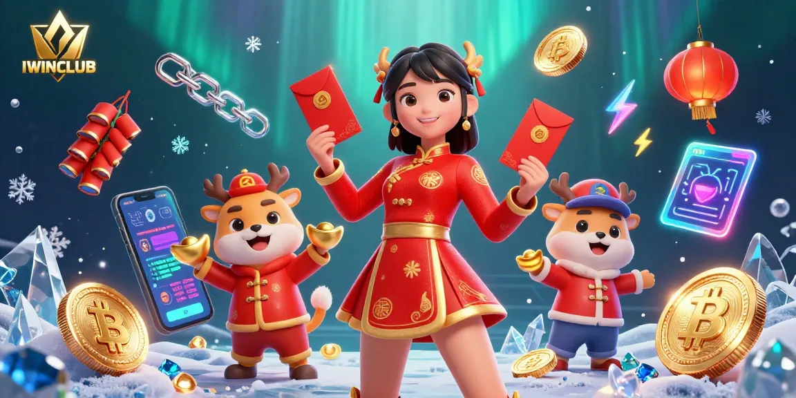 IWINCLUB enhances your gaming experience with a vibrant 3D (Lunar New Year) themed casino illustration.