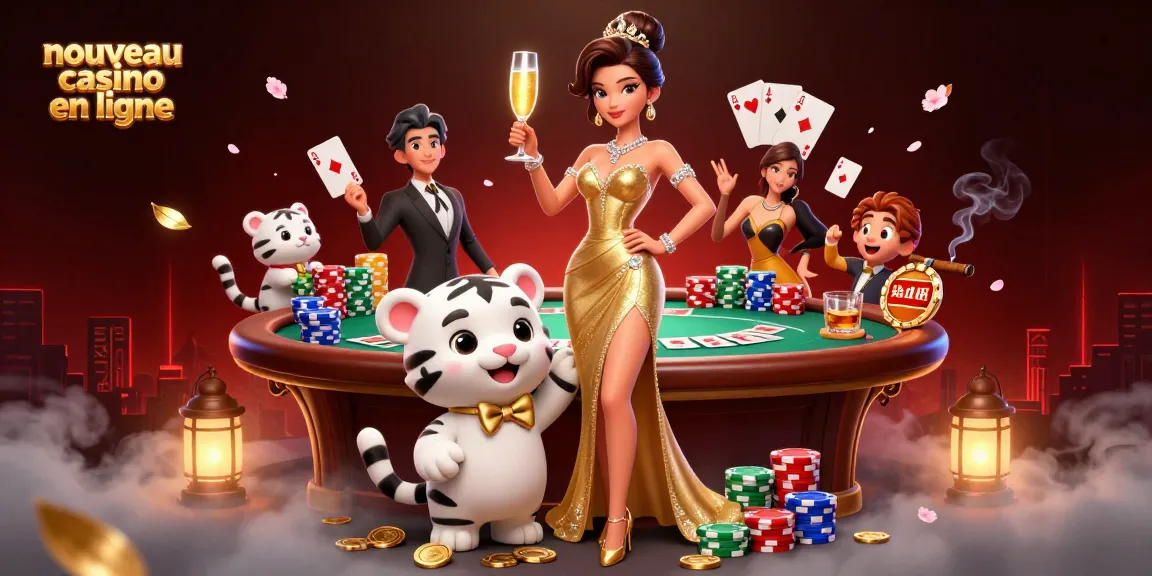 Scène de nouveau casino en ligne mettant en avant une femme glamour avec un tigre cub chanceux, des éléments de poker et de l'excitation.