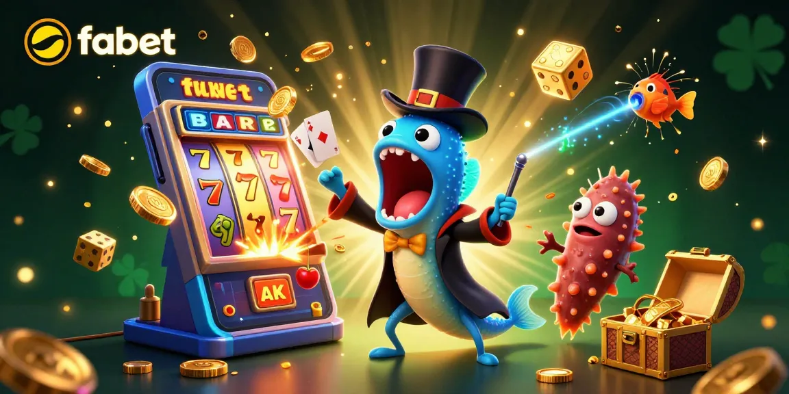 Catch the excitement with fabet's vibrant 3D casino scene featuring charismatic sea creatures and a jackpot explosion.
