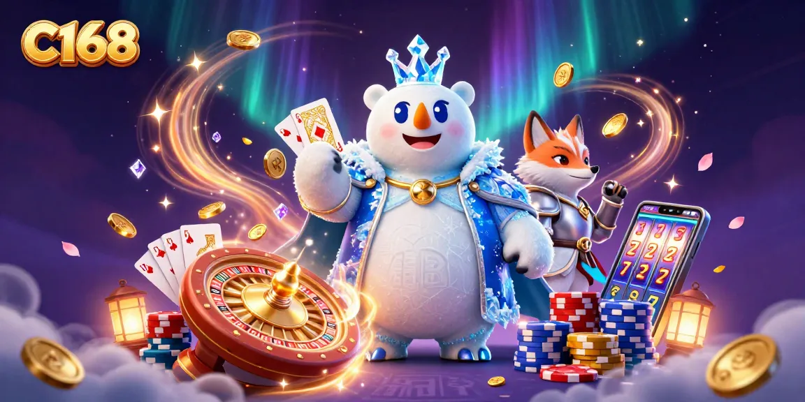 C168 offers dynamic slot and casino games featuring vibrant characters in a magical setting
