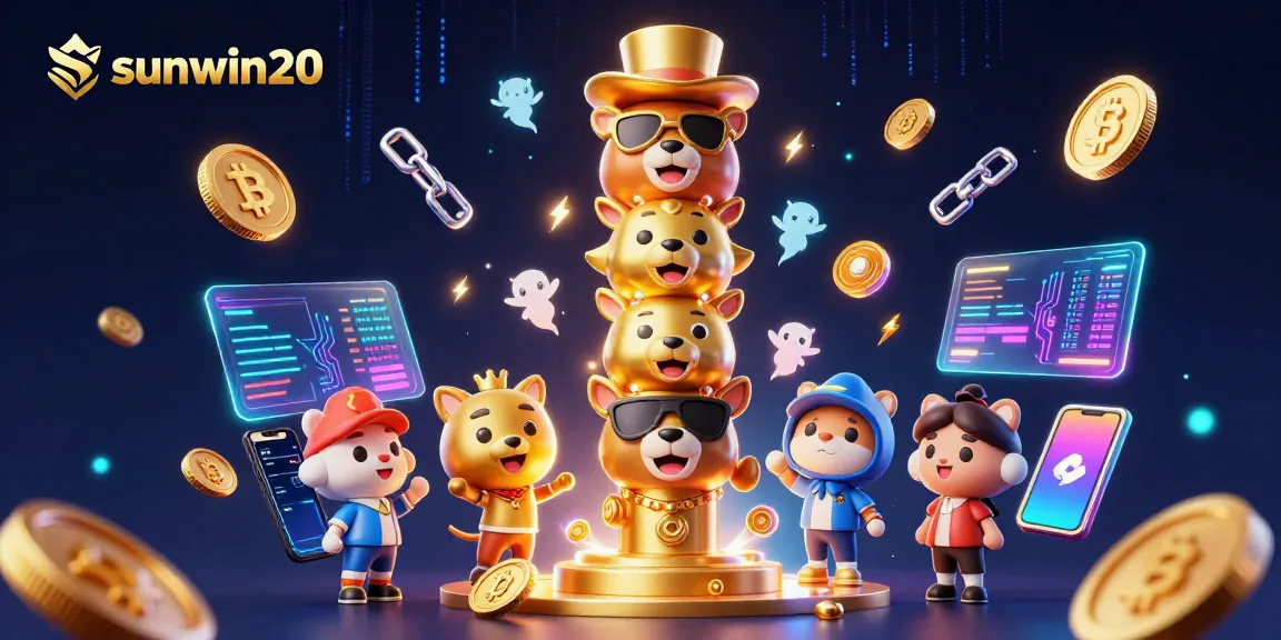 Experience the thrill of sunwin20 with vivid casino game elements and crypto icons