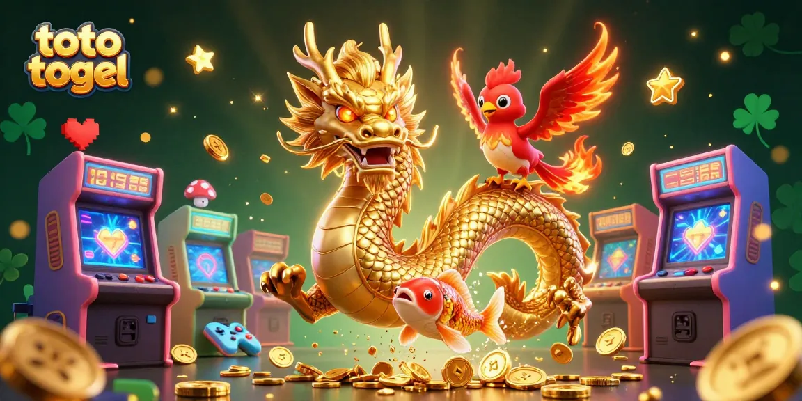 Engage in toto togel gaming excitement with a fierce dragon and vibrant elements in a thrilling 3D illustration.