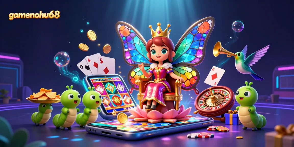 Engage in thrilling gaming action with gamenohu68's vibrant casino scene illustrated in stunning detail