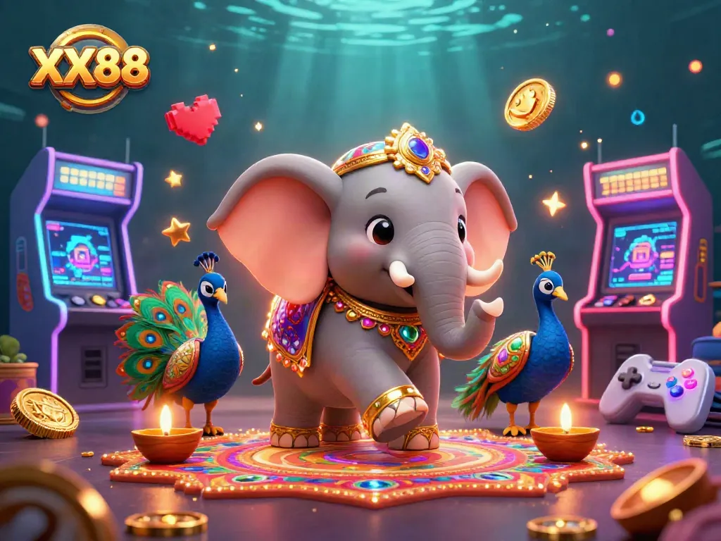 Experience the excitement of XX88 with a vibrant 3D illustration showcasing engaging casino elements and colorful characters.