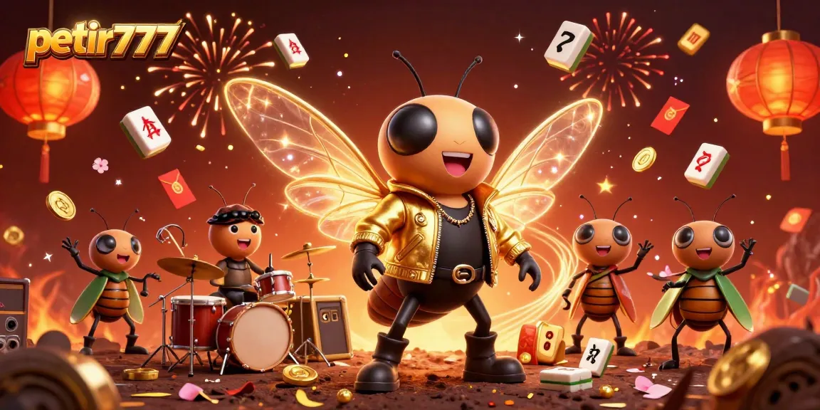 Play exciting games at petir777 with a lively 3D rock star scene featuring vibrant casino elements.