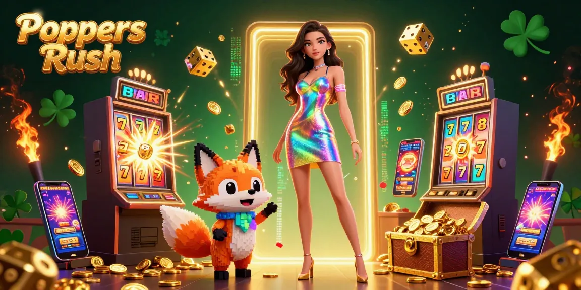 Poppers Rush showcases thrilling gameplay with vibrant slot machines and explosive jackpots.