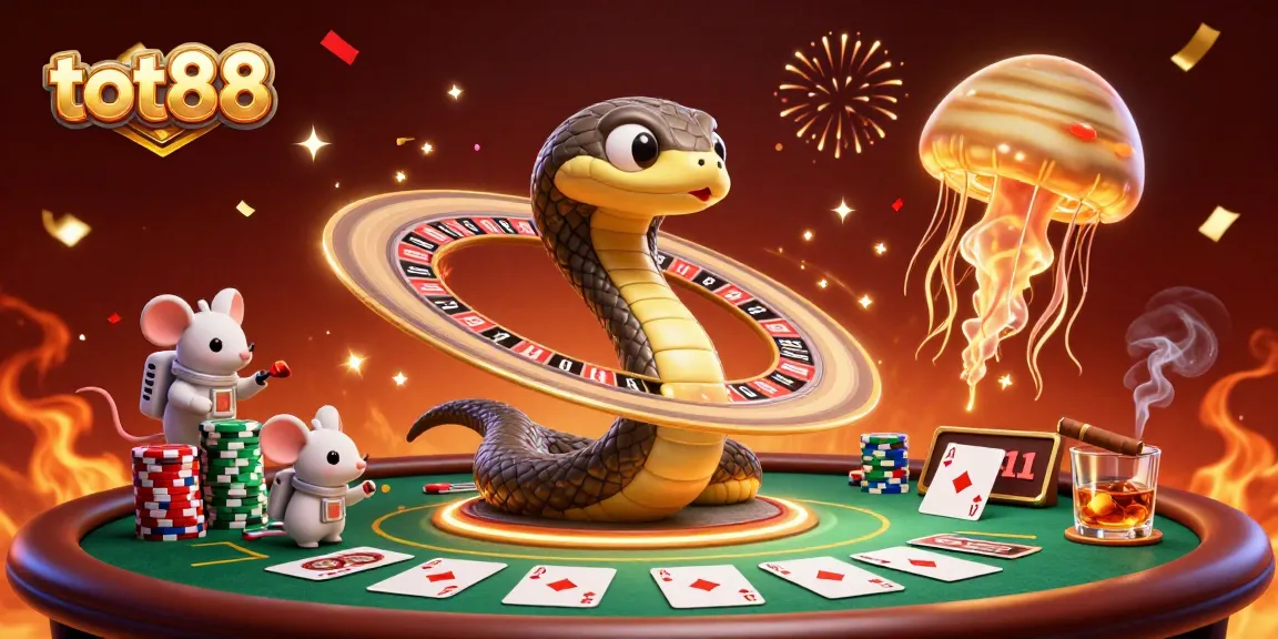 Experience the excitement of betting with tot88 in this vibrant casino-themed digital illustration.