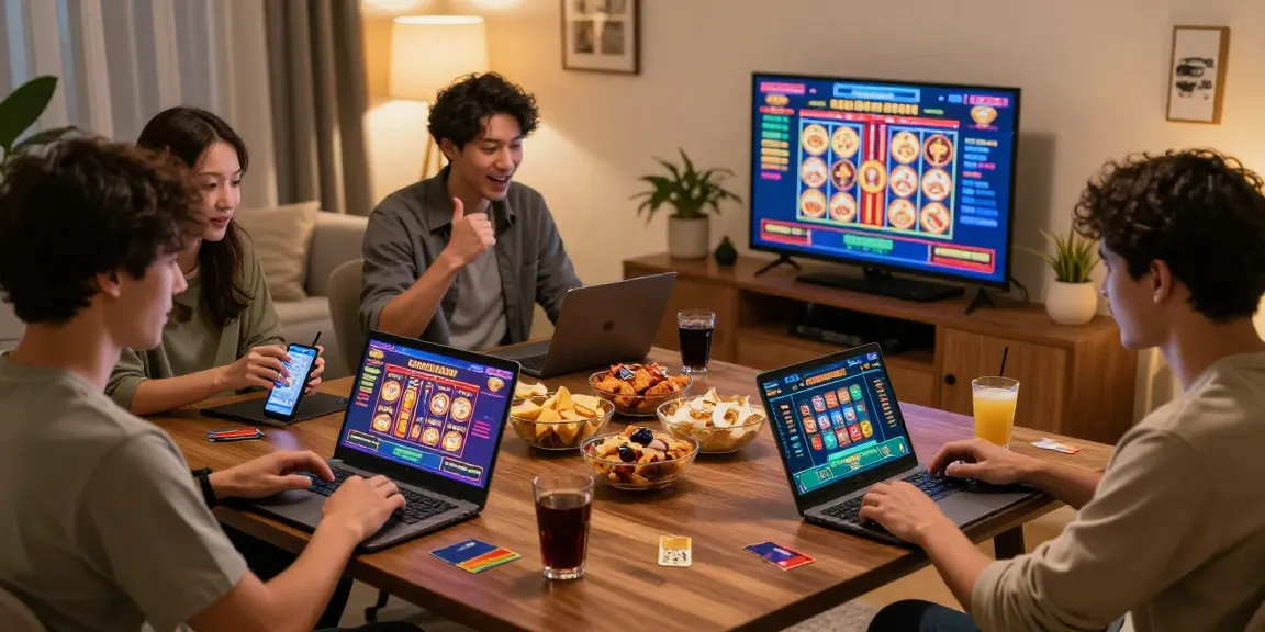 Excited players enjoying credit card casinos at jumpspace.org.uk in a cozy home setting with bright screens and engaging games.
