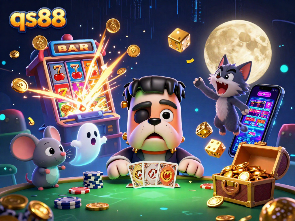 Experience the excitement of qs88 as a bulldog dealer, ghost mouse, and werewolf kitten bring a fantasy casino to life.