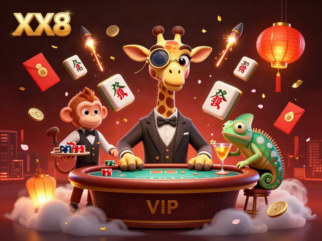Join the high-roller giraffe at the XX8 VIP table, where the fun and fortune converge!