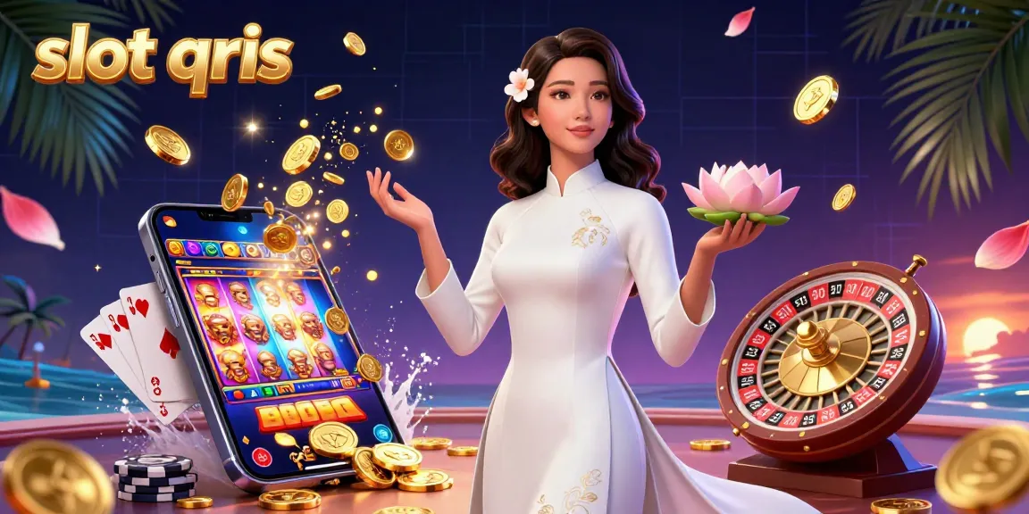 Experience the excitement of slot qris gaming with immersive 3D illustrations featuring vibrant gameplay elements.