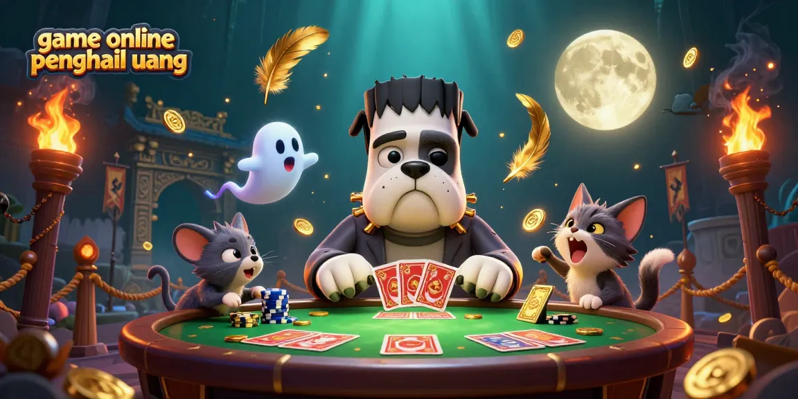 Gambar game online penghasil uang yang menampilkan karakter kasino 3D yang menarik dan detail.