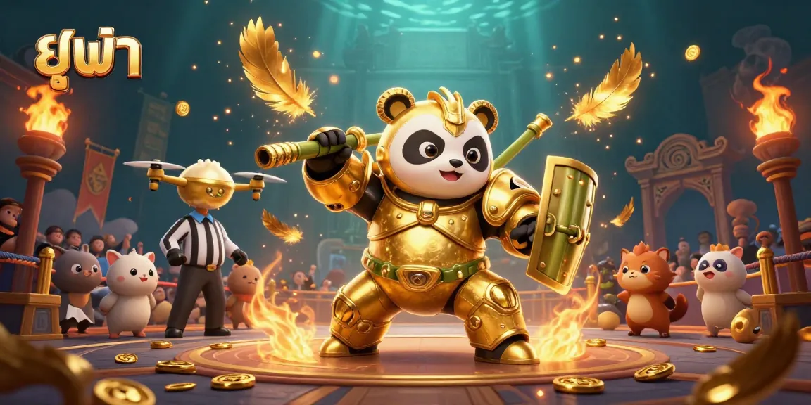Experience thrilling gaming with ยูฟ่า in this dynamic 3D casino illustration featuring vibrant characters and elements.