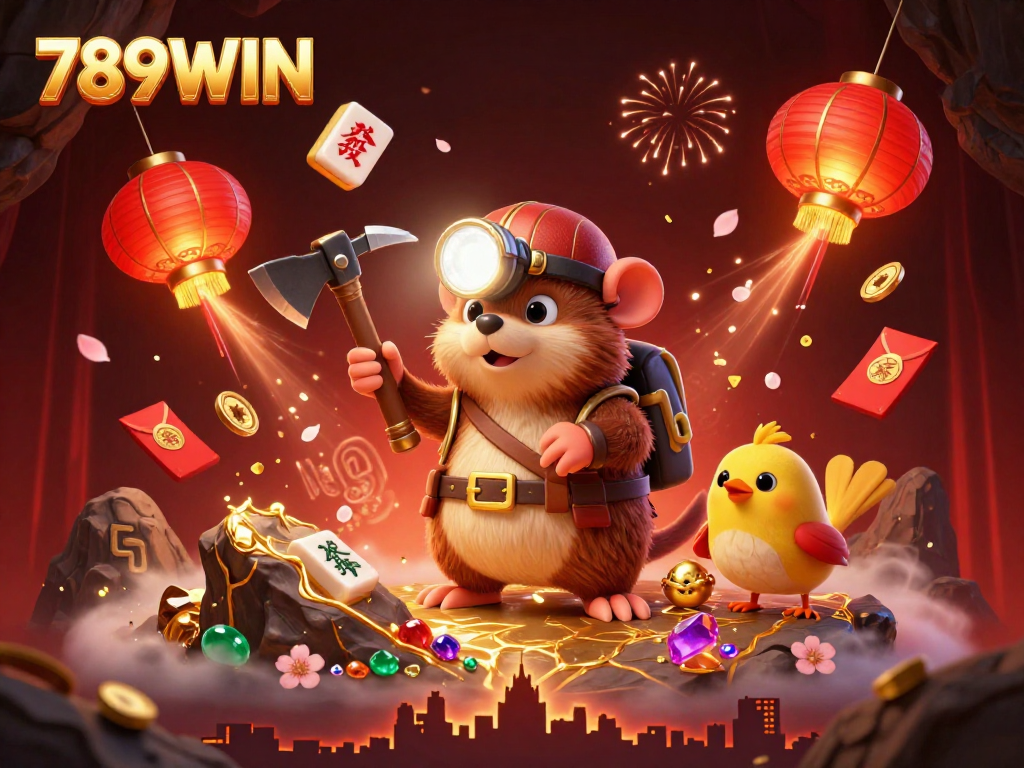 Win big at 789WIN with a treasure hunter exploring gambling riches in a vibrant casino setting.