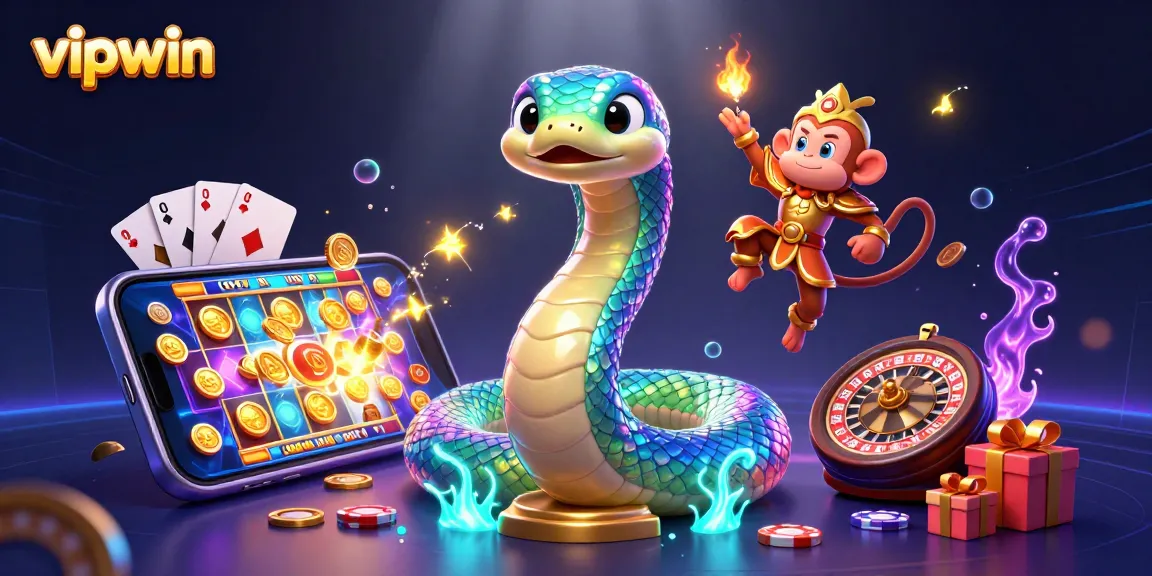 Experience excitement with vipwin as a rainbow serpent coils around thrilling slot games.
