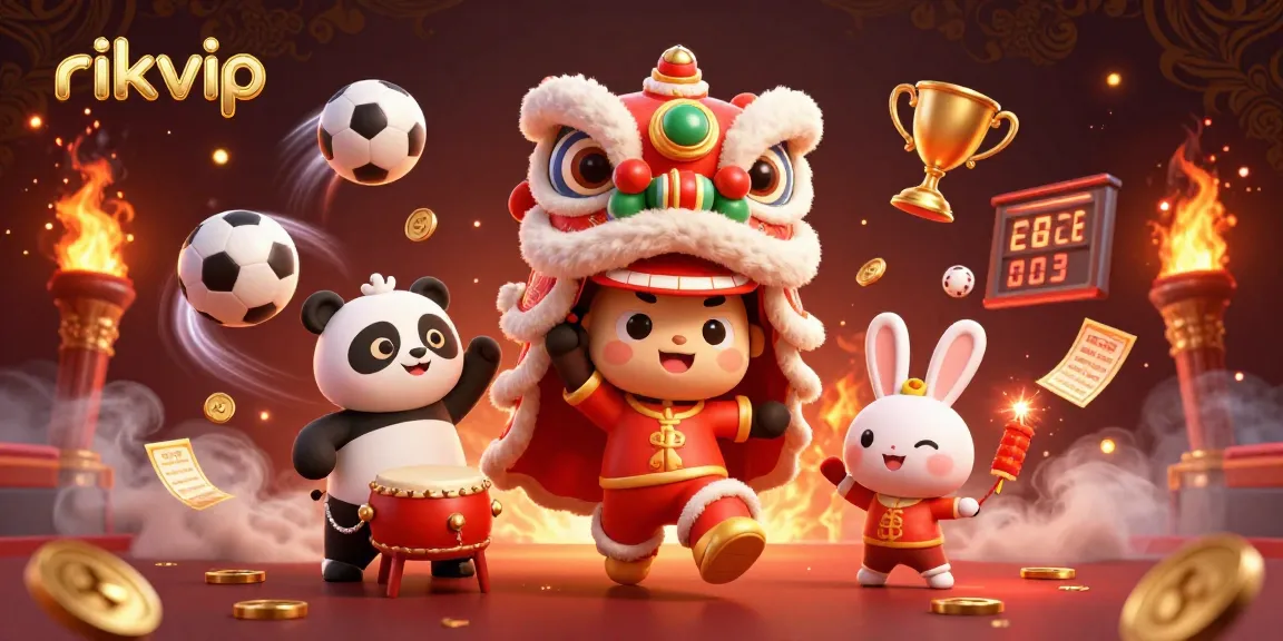 Engage with rikvip's thrilling rewards through this vibrant 3D illustration of dynamic casino festivities.