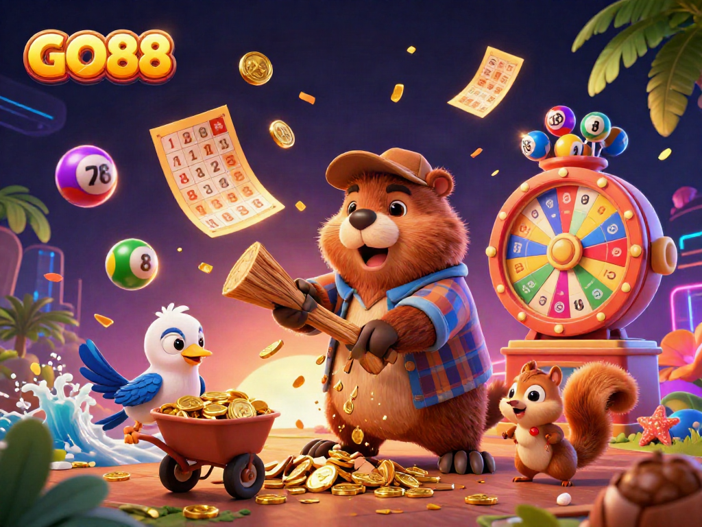 Experience the thrill of winning with GO88 and vibrant casino games in a rich 3D illustration.