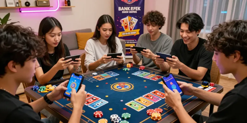 Exciting scene of friends playing 3 Patti No1 on smartphones, showcasing vibrant interface and competitive gameplay.