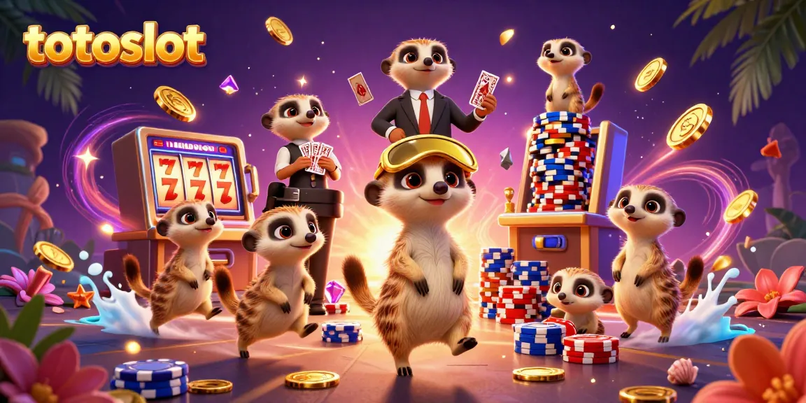 Engage with totoslot for thrilling casino fun, featuring meerkats in action, vibrant visuals.