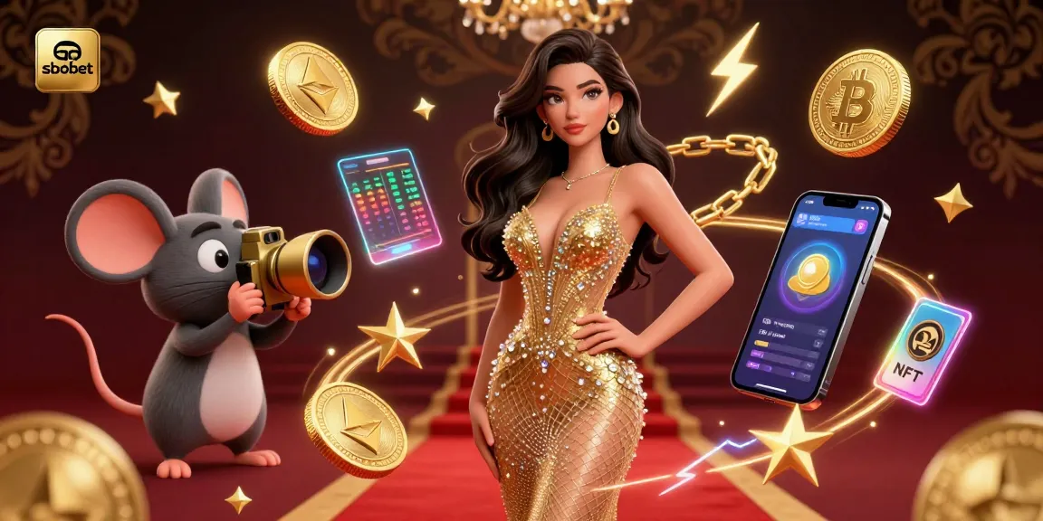 SBOBET sports betting illustration featuring vibrant 3D elements, showcasing a glamorous scene.