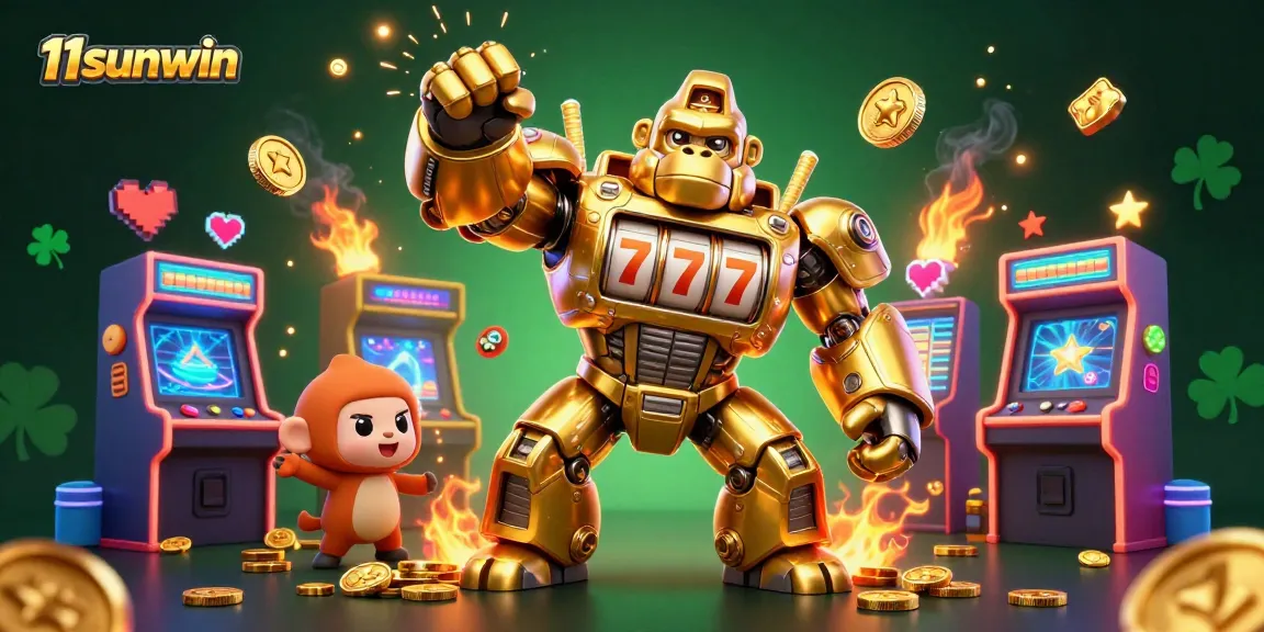 Experience thrilling gameplay at 11sunwin with the golden gorilla mech unleashing jackpots.