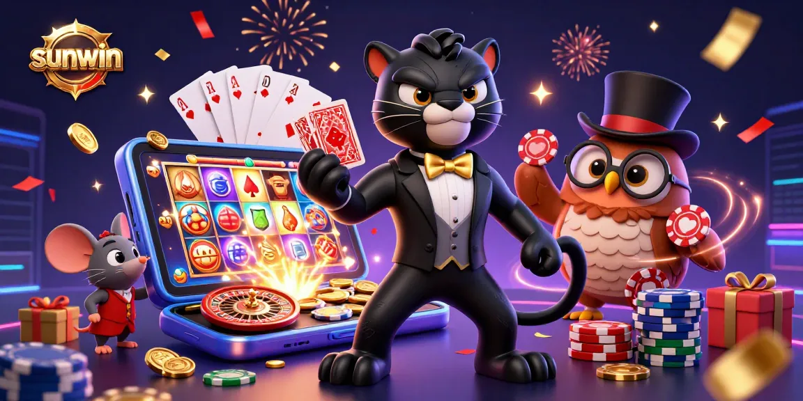 Experience sunwin gaming excitement with stylish characters and dynamic casino elements.