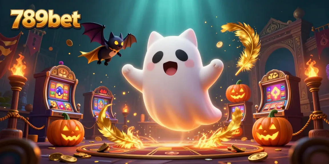 Experience thrilling gameplay at 789bet with a vibrant haunted casino featuring ghostly characters and spooky gaming elements.