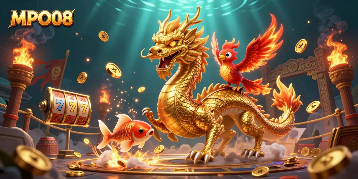 MPO08 offers exciting gameplay with golden slots and vibrant characters in a fantasy-based casino scene.