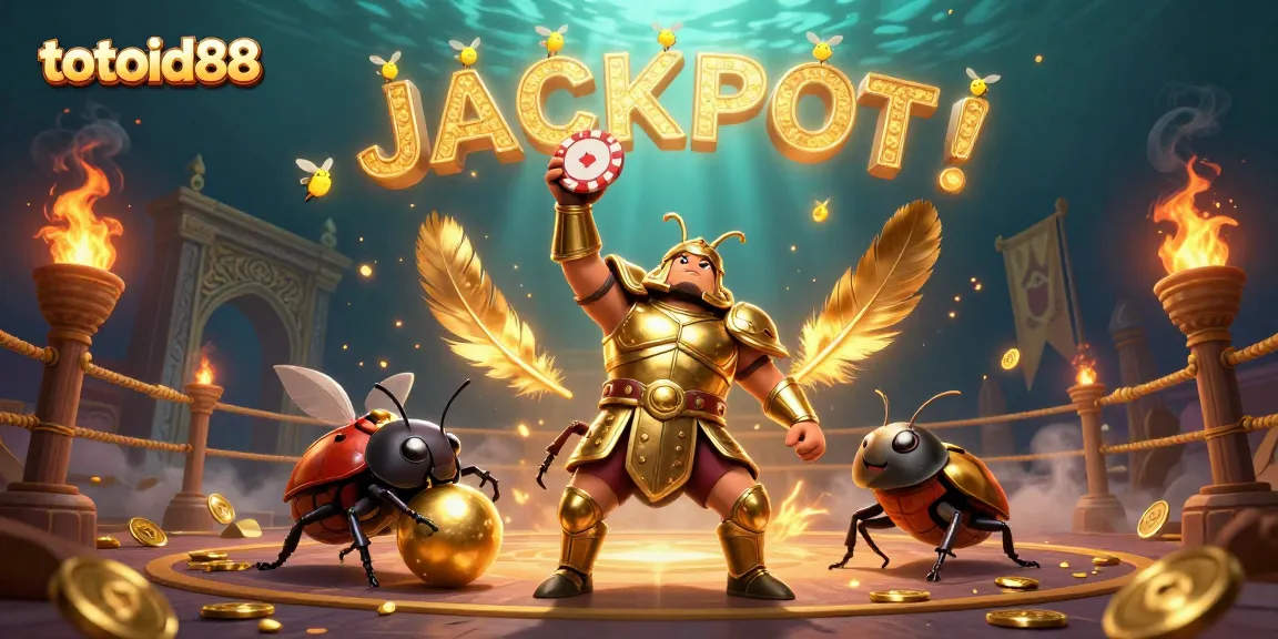 Spin and win with TOTOID88 - a dynamic 3D gambling scene showcasing victory and excitement.