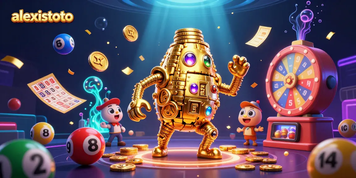Engage with alexistoto's thrilling lottery experience featuring vibrant numbered balls, lucky golem, and prize wheels.