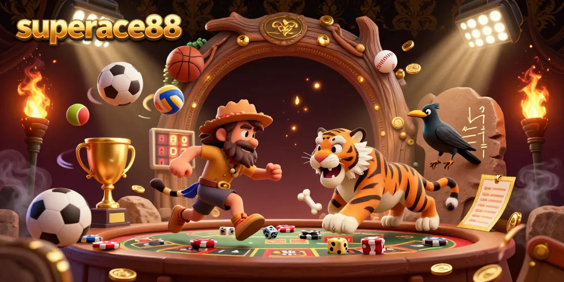 Experience thrilling betting action at superace88 with vibrant casino elements and characters.