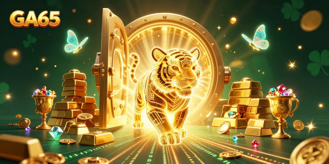 Experience thrilling action at GA65 with golden tiger amidst a vibrant digital casino landscape.
