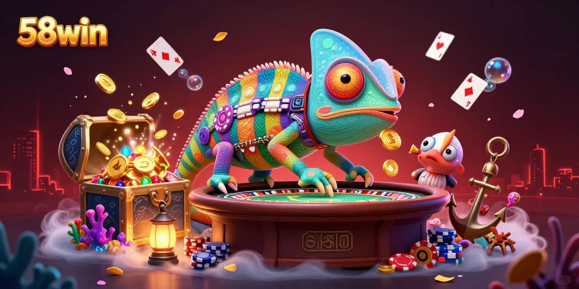 Experience thrilling gaming action at 58win with the dynamic chameleon casino owner capturing riches.