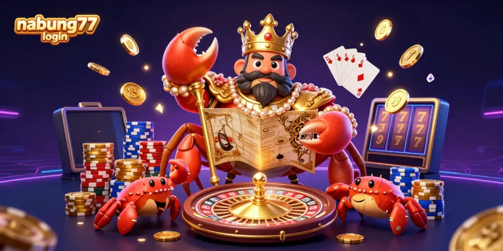 Engage with nabung77 login for a winning online casino experience featuring golden crab and dynamic gaming elements.