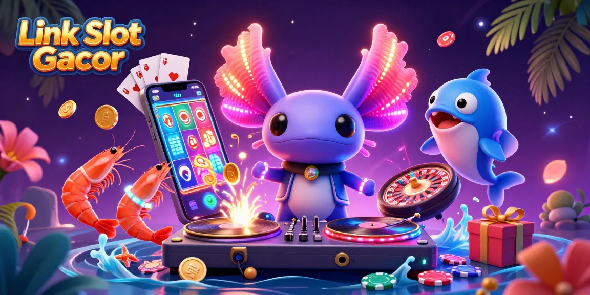 Experience the thrill of Link Slot Gacor with vibrant visuals of spinning reels and dynamic characters.