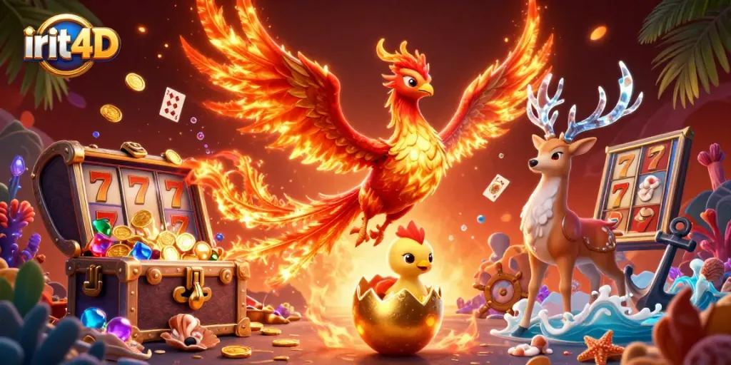 Experience the thrilling vibes of irit4D with an exciting phoenix-themed slot adventure.